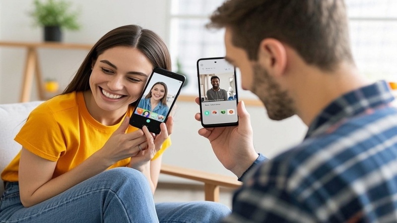 Authentic connection through a single girl chat video call, capturing a real-time, spontaneous 1v1 conversation.
