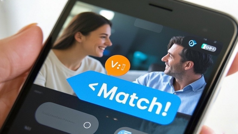 Excited 1v1 chat match screen showing a successful connection between two users, both eager for their first video call.
