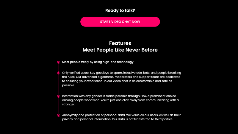 Meet your perfect match instantly here on Pink Video Chat.