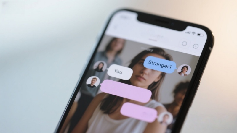Real-time video chat interface – talk to strangers in spontaneous online conversations.