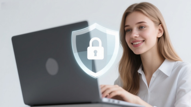 Illustration of online safety for video chat with shield and lock icons.