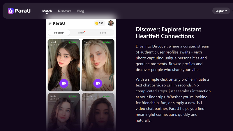 Instantly connect with strangers for casual 1-on-1 video chats.