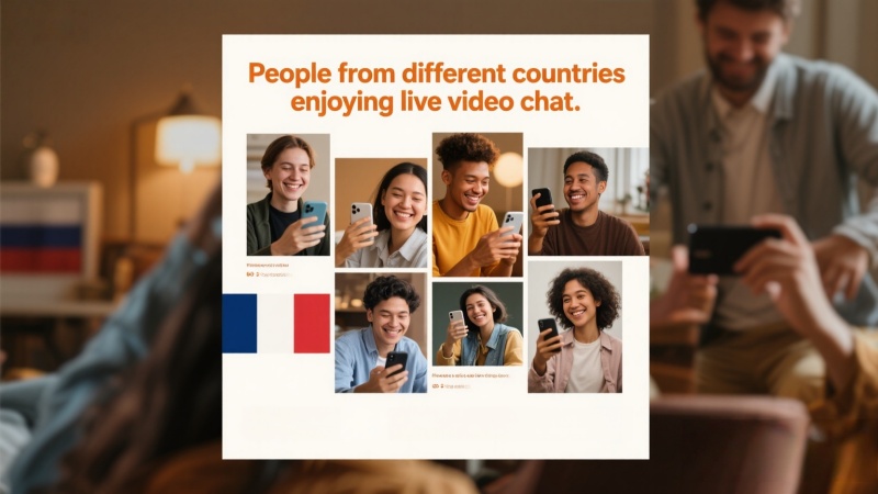 Personas de diferentes países disfrutando del chat por video en vivo.