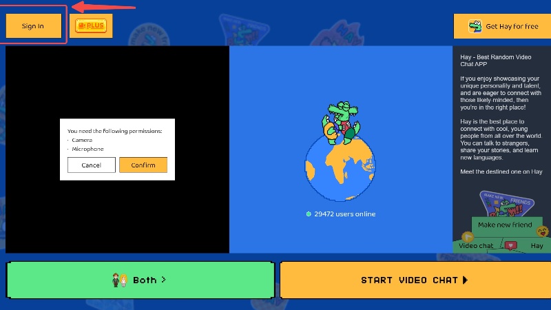 Quickly spot the sign-up or login button.
