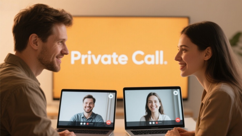 Couple having a private one-on-one video chat, showing clear facial expressions.