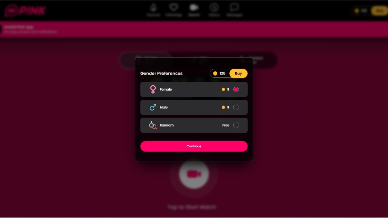 Set filters before starting your match
