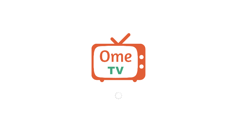 OmeTV greets you with a TV-like splash screen and a quick sign-in prompt.