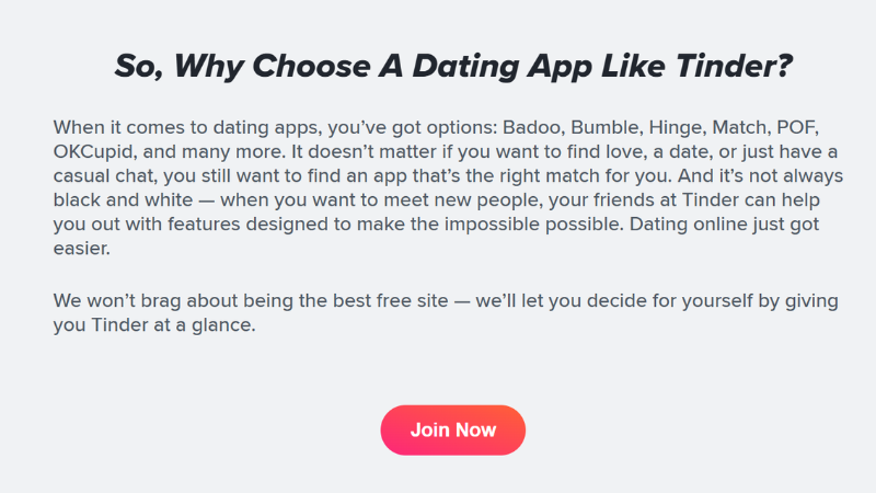 O Tinder oferece swipes mais rápidos e simples do que outros aplicativos de namoro.