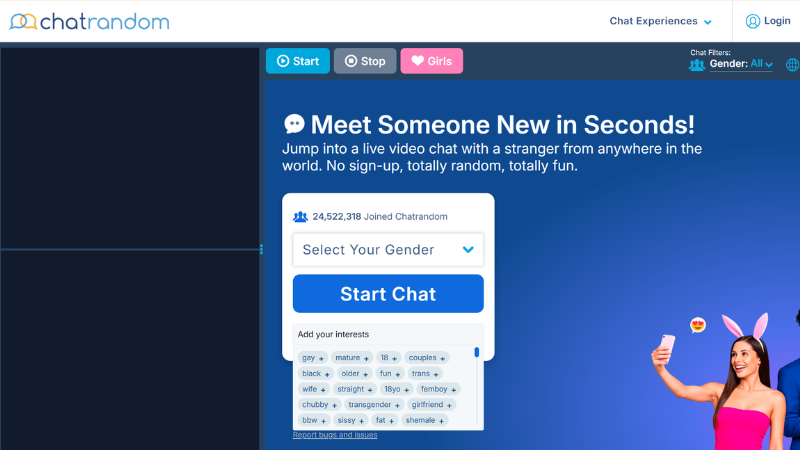 Simple interface, start chatting with just a click of a button