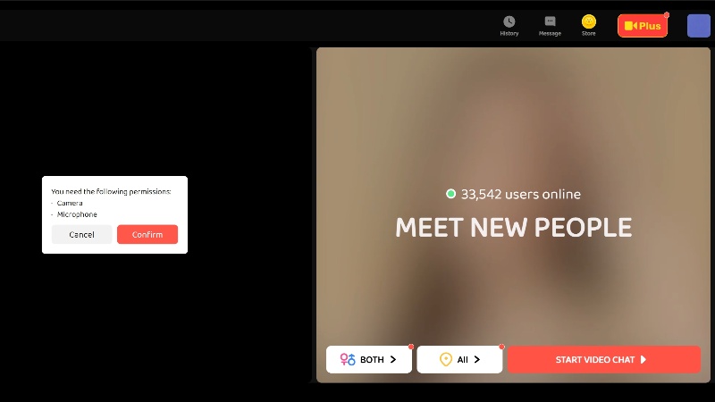 See the “Start Video Chat” button and buy coins.