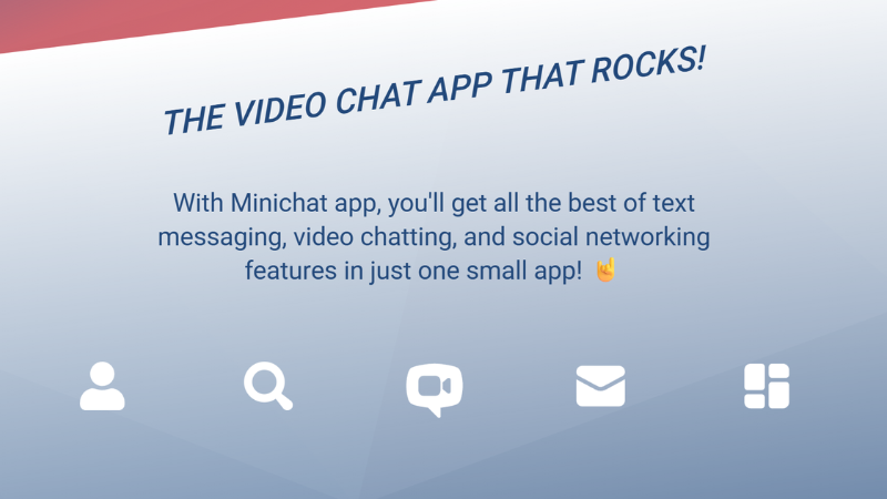 Minichat te permite chatear por video instantáneamente con extraños usando botones simples de inicio, cambio y parada.