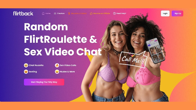 Flirtback é uma plataforma de fantasia 18+ para chamadas nuas 1 a 1 seguras e sexting, não um aplicativo de namoro.