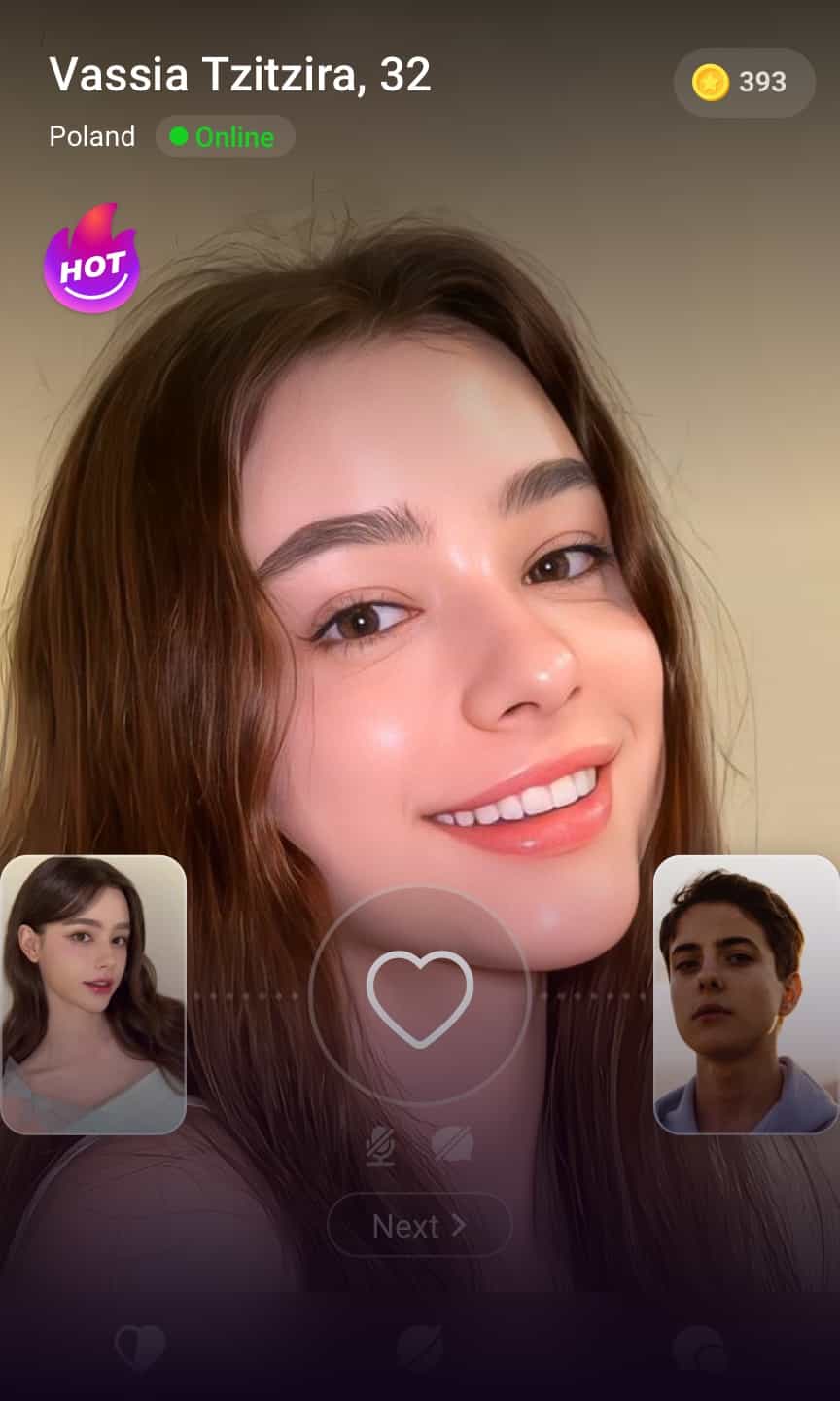 A man and a girl are matched via live video